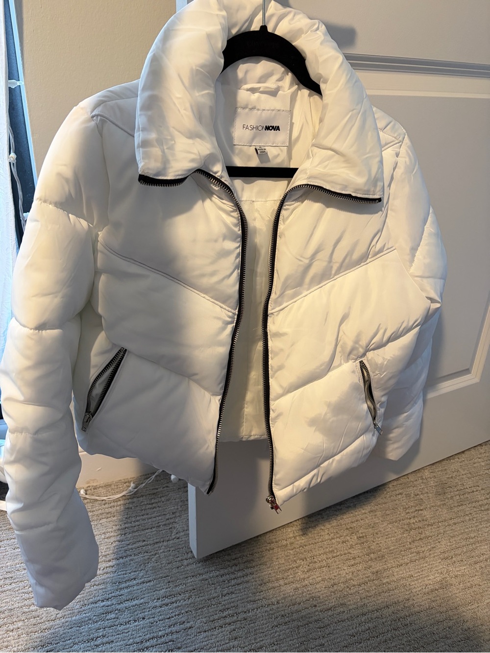 Fashion Nova White Puffer Jacket - Women's Insulated Coat